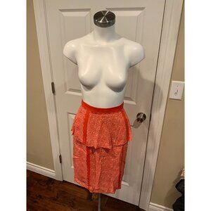 Plenty by Tracy Reese Orange & White Geometric Pencil Skirt w/ Peplum, Size 6